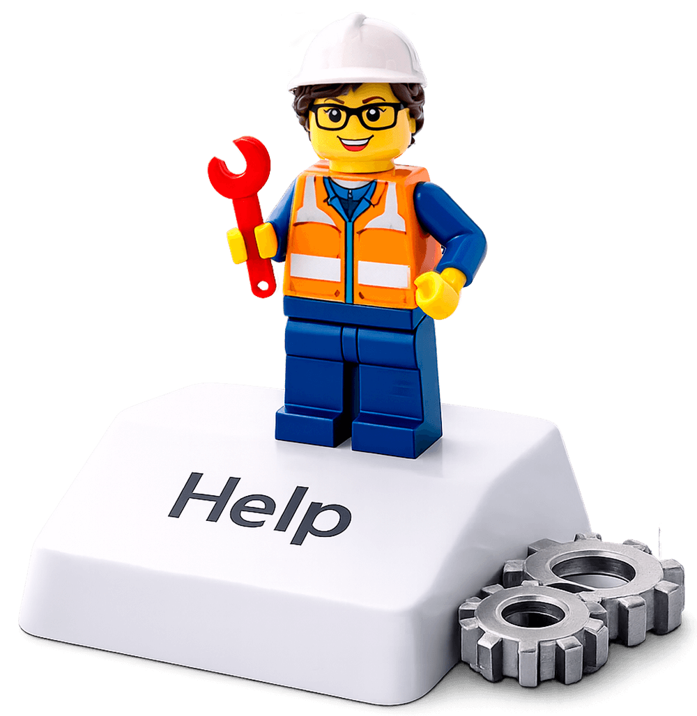 Figurita de Lego con bombilla encendida.